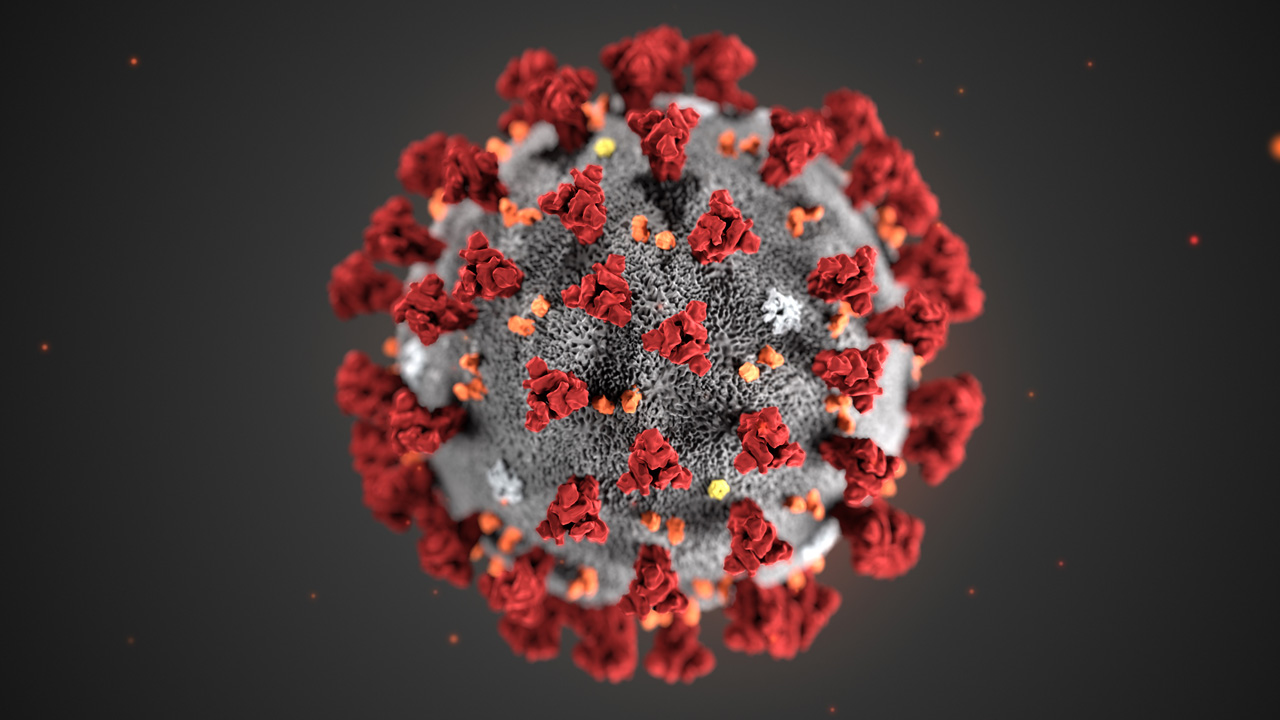 Wizualizacja koronawirusa widzianego pod mikroskopem