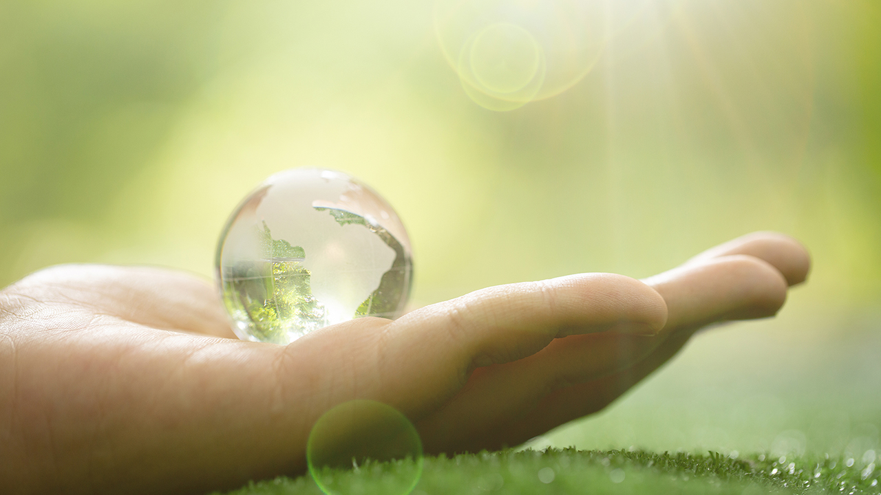 Zielona planeta w dłoniach symbolizująca ochronę klimatu