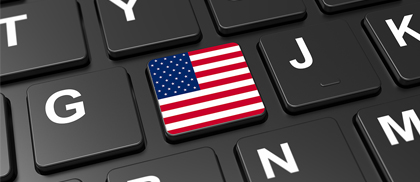 Klawiatura komputera, amerykańska flaga namalowana na jednym klawiszu