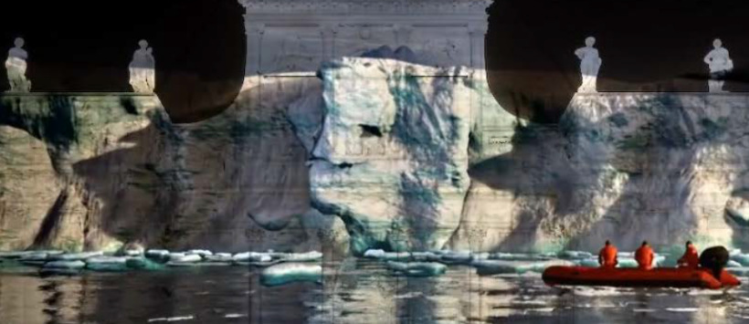 Mapping 3D pt. "Rok w Arktyce" na fasadzie Pałacu w Wilanowie